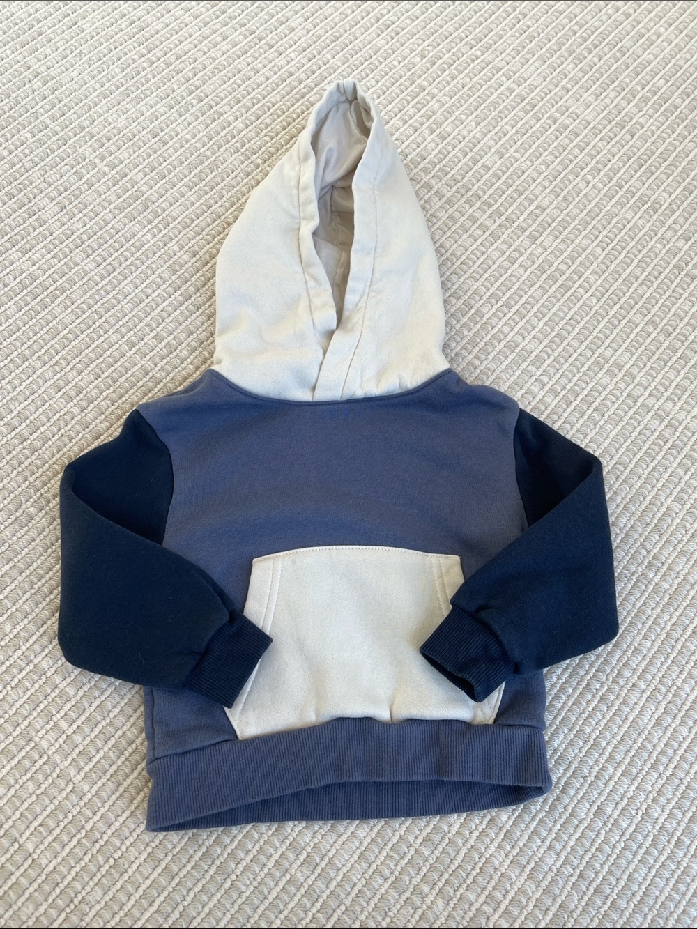 H&M Kids Colorblock Hoodie in Navy, Cream & Dark Blue